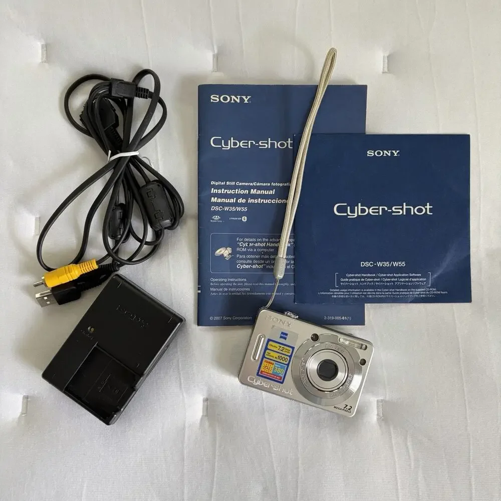 Sony Cyber-shot DSC-W55 7.2MP Digital Camera Silver, MpegmoveVX, 3X optical zoom